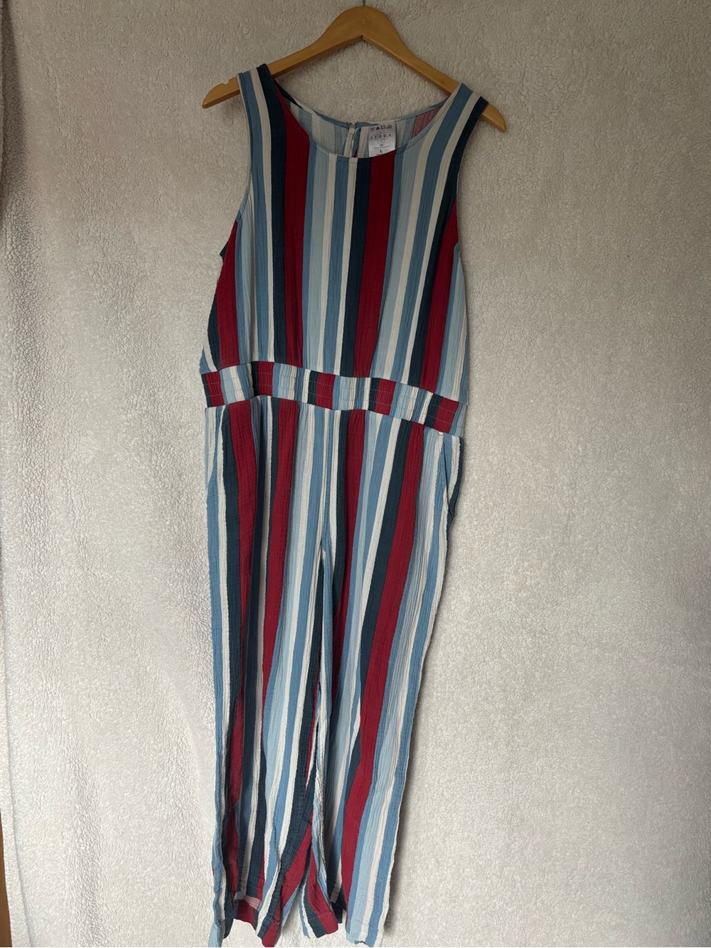 Serra Americana Striped 100% Cotton Romper – L